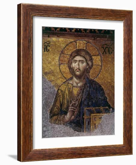 Head of Christ, Mosaic from Apse at Haghia Sophia Istanbul, 12th century AD-null-Framed Photographic Print