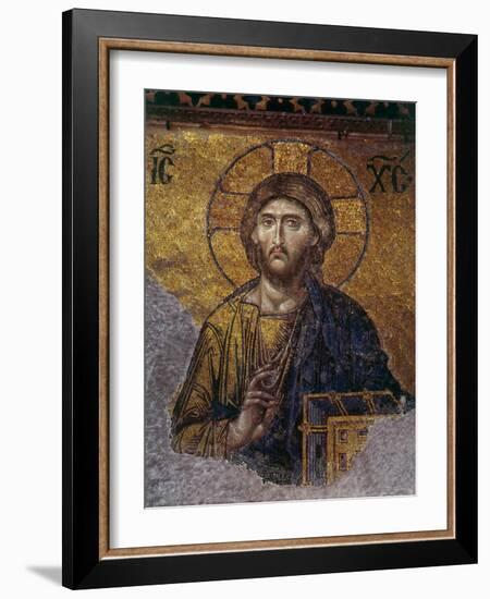 Head of Christ, Mosaic from Apse at Haghia Sophia Istanbul, 12th century AD-null-Framed Photographic Print