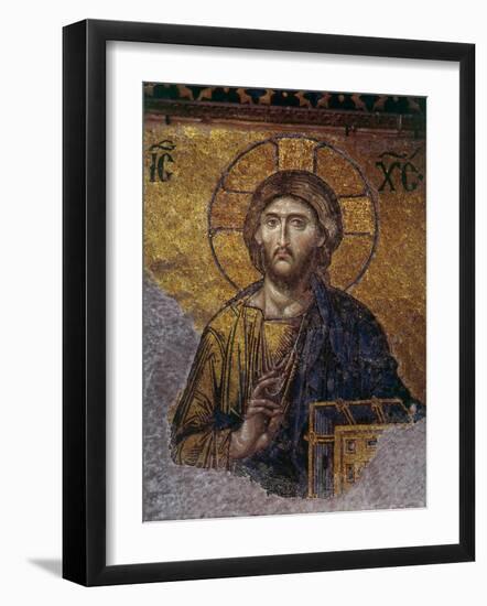 Head of Christ, Mosaic from Apse at Haghia Sophia Istanbul, 12th century AD-null-Framed Photographic Print