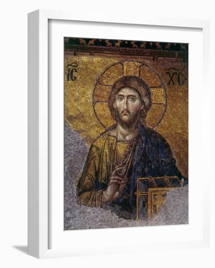 Head of Christ, Mosaic from Apse at Haghia Sophia Istanbul, 12th century AD-null-Framed Photographic Print