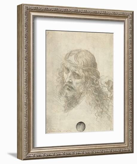 Head of Christ with a Hand Grasping His Hair-Leonardo da Vinci-Framed Giclee Print