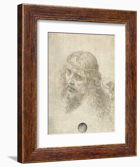 Head of Christ with a Hand Grasping His Hair-Leonardo da Vinci-Framed Giclee Print