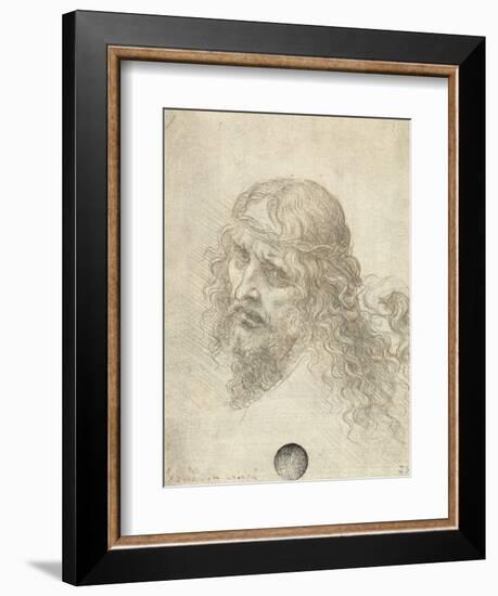 Head of Christ with a Hand Grasping His Hair-Leonardo da Vinci-Framed Giclee Print