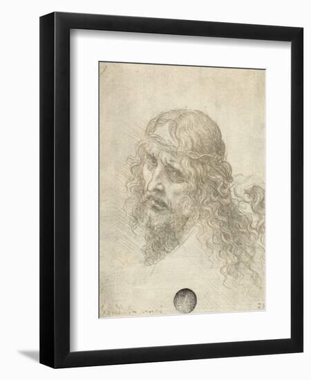 Head of Christ with a Hand Grasping His Hair-Leonardo da Vinci-Framed Giclee Print