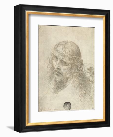 Head of Christ with a Hand Grasping His Hair-Leonardo da Vinci-Framed Giclee Print