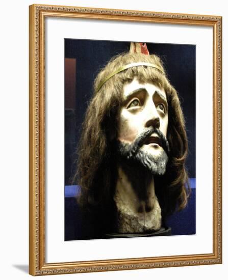 Head of Christ (Wood and Human Hair)-Brazilian-Framed Giclee Print