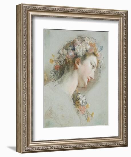 Head of Hebe, Study for the 'Apotheosis of Hercules'-Francois Lemoyne-Framed Premium Giclee Print