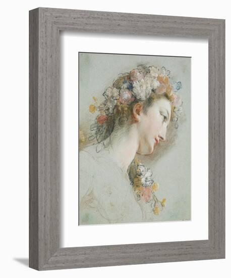 Head of Hebe, Study for the 'Apotheosis of Hercules'-Francois Lemoyne-Framed Premium Giclee Print