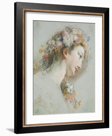 Head of Hebe, Study for the 'Apotheosis of Hercules'-Francois Lemoyne-Framed Art Print