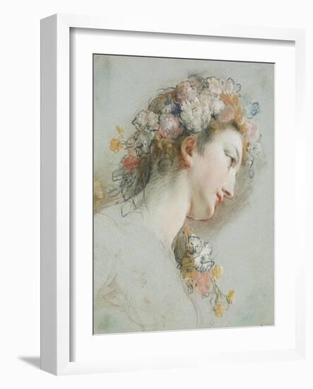 Head of Hebe, Study for the 'Apotheosis of Hercules'-Francois Lemoyne-Framed Art Print