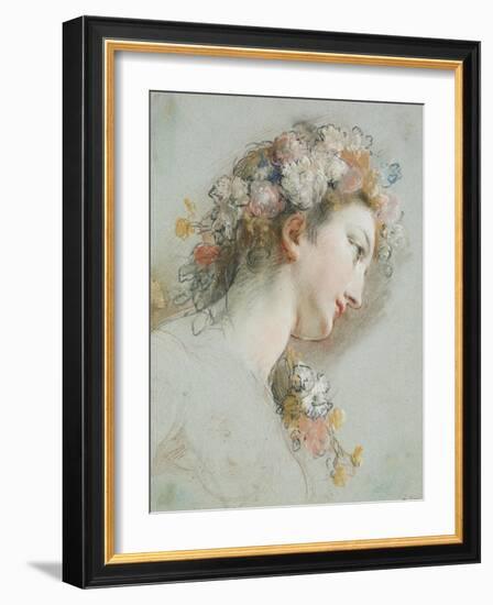 Head of Hebe, Study for the 'Apotheosis of Hercules'-Francois Lemoyne-Framed Art Print