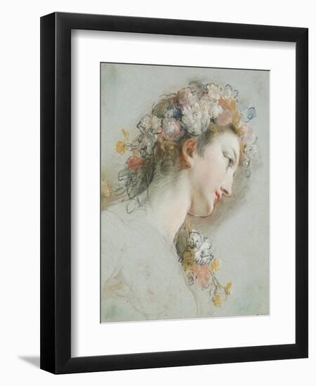 Head of Hebe, Study for the 'Apotheosis of Hercules'-Francois Lemoyne-Framed Art Print