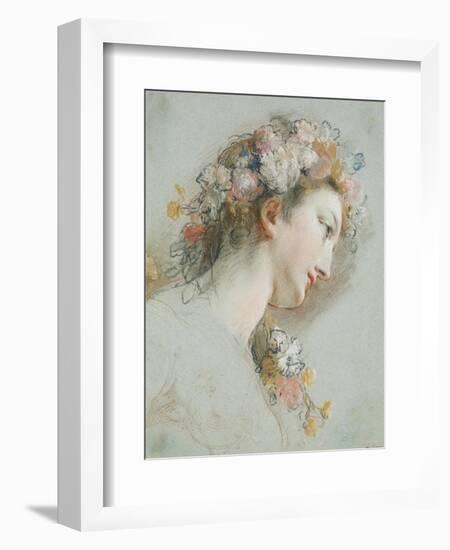 Head of Hebe, Study for the 'Apotheosis of Hercules'-Francois Lemoyne-Framed Art Print