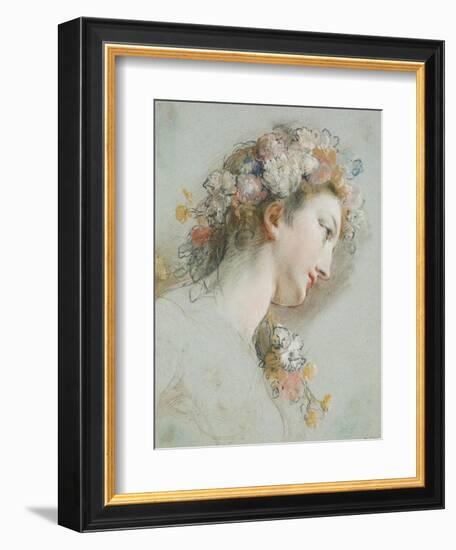 Head of Hebe, Study for the 'Apotheosis of Hercules'-Francois Lemoyne-Framed Art Print