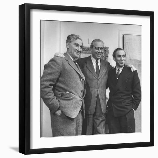 Head of London Film Productions Alexander Korda with His Brothers Vincent Korda and Zoltan Korda-Nat Farbman-Framed Premium Photographic Print