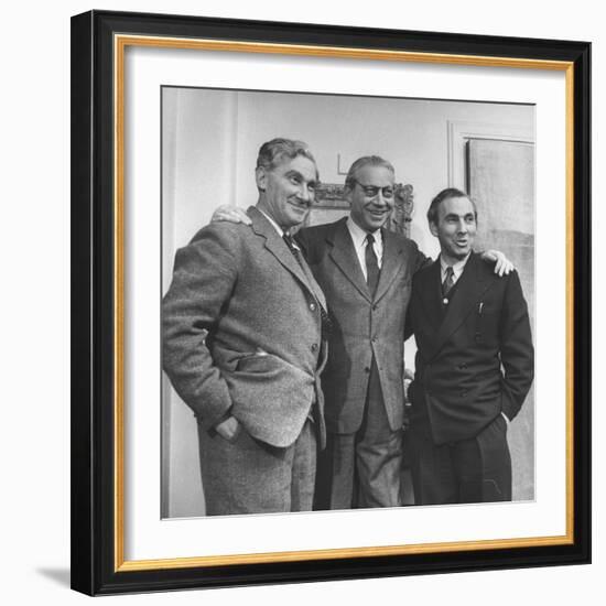 Head of London Film Productions Alexander Korda with His Brothers Vincent Korda and Zoltan Korda-Nat Farbman-Framed Premium Photographic Print