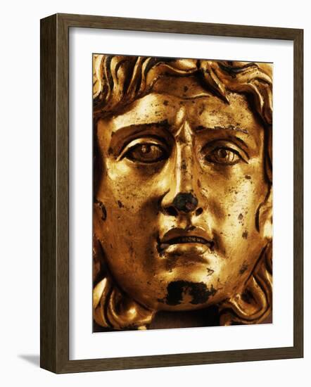 Head of Medusa, Gilded Bronze, 2nd - 3rd century, from Temple of Asclepius, Ulpia Traiana, Romania-null-Framed Photographic Print