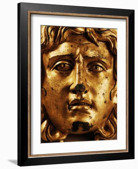 Head of Medusa, Gilded Bronze, 2nd - 3rd century, from Temple of Asclepius, Ulpia Traiana, Romania-null-Framed Photographic Print