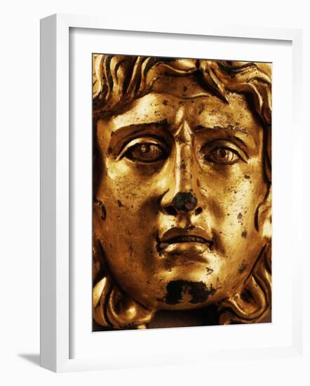 Head of Medusa, Gilded Bronze, 2nd - 3rd century, from Temple of Asclepius, Ulpia Traiana, Romania-null-Framed Photographic Print