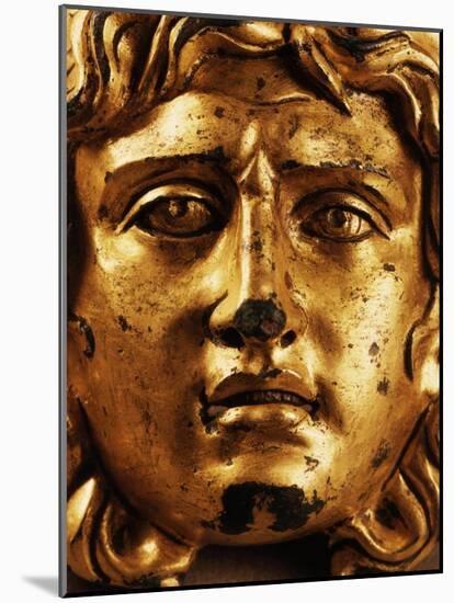 Head of Medusa, Gilded Bronze, 2nd - 3rd century, from Temple of Asclepius, Ulpia Traiana, Romania-null-Mounted Photographic Print