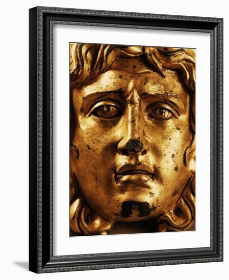Head of Medusa, Gilded Bronze, 2nd - 3rd century, from Temple of Asclepius, Ulpia Traiana, Romania-null-Framed Photographic Print