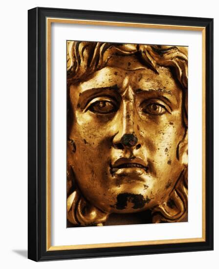 Head of Medusa, Gilded Bronze, 2nd - 3rd century, from Temple of Asclepius, Ulpia Traiana, Romania-null-Framed Photographic Print