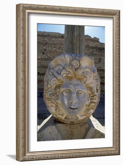 Head of Medusa in the Severan Forum of the Ancient Roman City of Leptis Magna, Libya-Vivienne Sharp-Framed Photographic Print