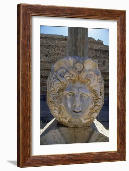 Head of Medusa in the Severan Forum of the Ancient Roman City of Leptis Magna, Libya-Vivienne Sharp-Framed Photographic Print