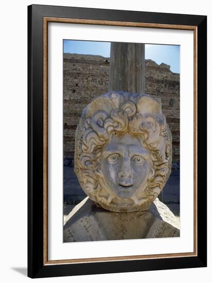 Head of Medusa in the Severan Forum of the Ancient Roman City of Leptis Magna, Libya-Vivienne Sharp-Framed Photographic Print