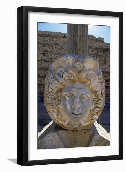 Head of Medusa in the Severan Forum of the Ancient Roman City of Leptis Magna, Libya-Vivienne Sharp-Framed Photographic Print