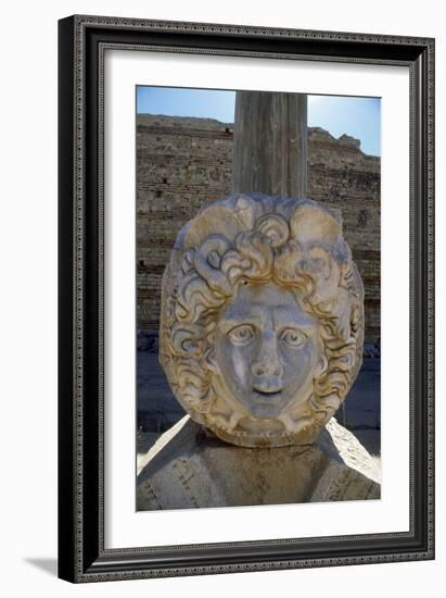 Head of Medusa in the Severan Forum of the Ancient Roman City of Leptis Magna, Libya-Vivienne Sharp-Framed Photographic Print