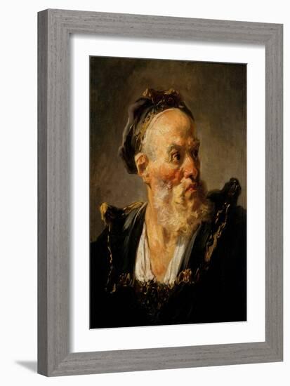 Head of Old Man Painting by Jean Honore Fragonard (1732-1806) 18Th Century Paris, Musee Jacquemart-Jean-Honore Fragonard-Framed Giclee Print