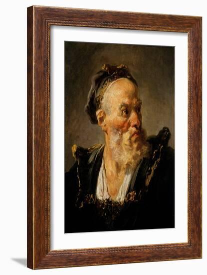 Head of Old Man Painting by Jean Honore Fragonard (1732-1806) 18Th Century Paris, Musee Jacquemart-Jean-Honore Fragonard-Framed Giclee Print