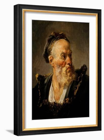 Head of Old Man Painting by Jean Honore Fragonard (1732-1806) 18Th Century Paris, Musee Jacquemart-Jean-Honore Fragonard-Framed Giclee Print