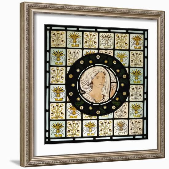 Head of Penelope on Stained Glass Window-Edward Burne-Jones-Framed Giclee Print