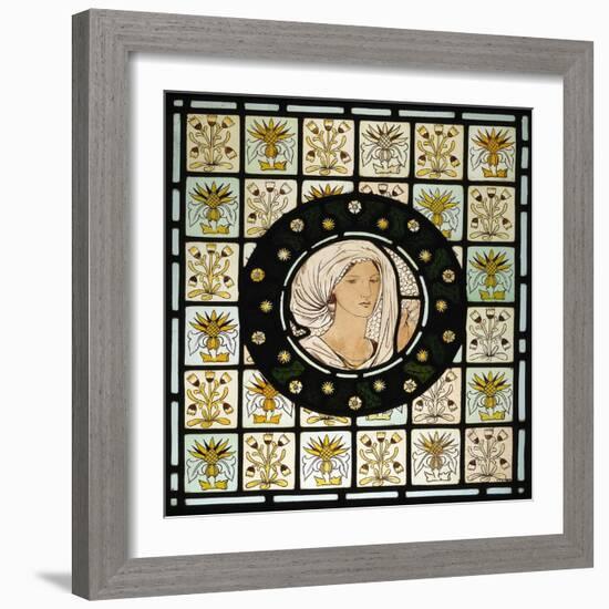 Head of Penelope on Stained Glass Window-Edward Burne-Jones-Framed Giclee Print