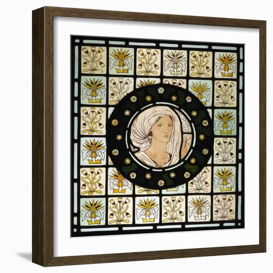 Head of Penelope on Stained Glass Window-Edward Burne-Jones-Framed Giclee Print