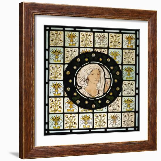 Head of Penelope on Stained Glass Window-Edward Burne-Jones-Framed Giclee Print