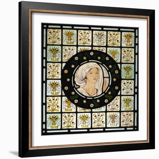 Head of Penelope on Stained Glass Window-Edward Burne-Jones-Framed Giclee Print