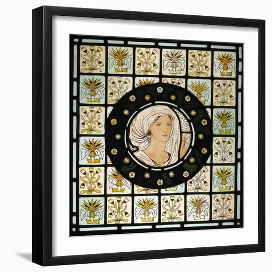 Head of Penelope on Stained Glass Window-Edward Burne-Jones-Framed Giclee Print