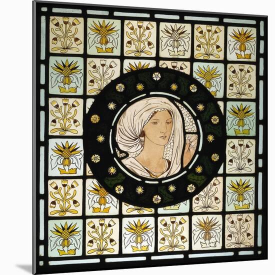 Head of Penelope on Stained Glass Window-Edward Burne-Jones-Mounted Giclee Print