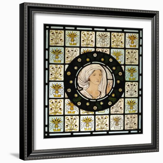 Head of Penelope on Stained Glass Window-Edward Burne-Jones-Framed Giclee Print