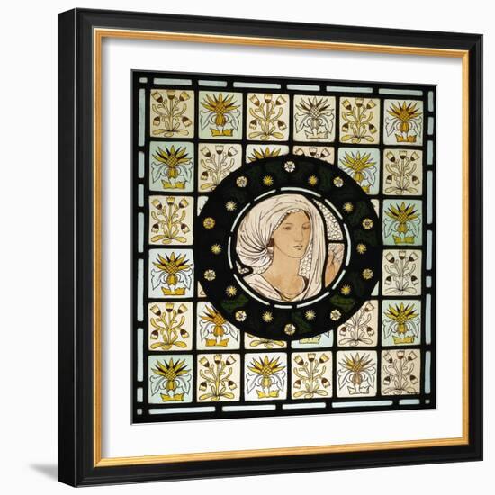 Head of Penelope on Stained Glass Window-Edward Burne-Jones-Framed Giclee Print