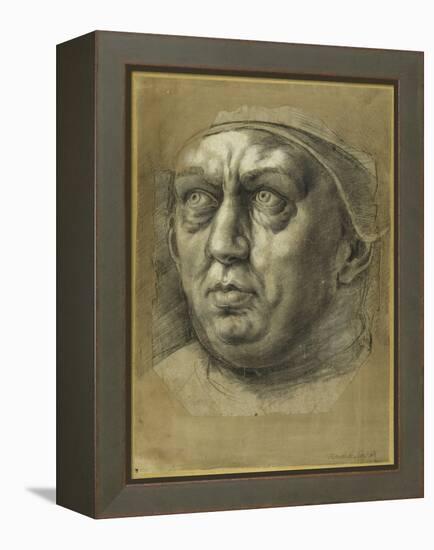 Head of Pope Leo X (Chalk on Paper)-Giulio Romano-Framed Premier Image Canvas