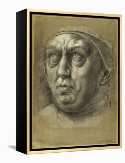 Head of Pope Leo X (Chalk on Paper)-Giulio Romano-Framed Premier Image Canvas