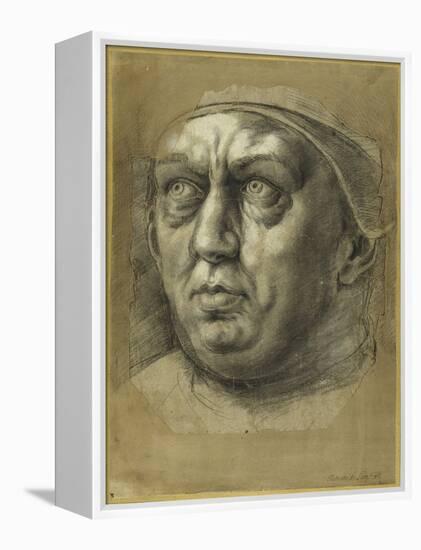 Head of Pope Leo X (Chalk on Paper)-Giulio Romano-Framed Premier Image Canvas