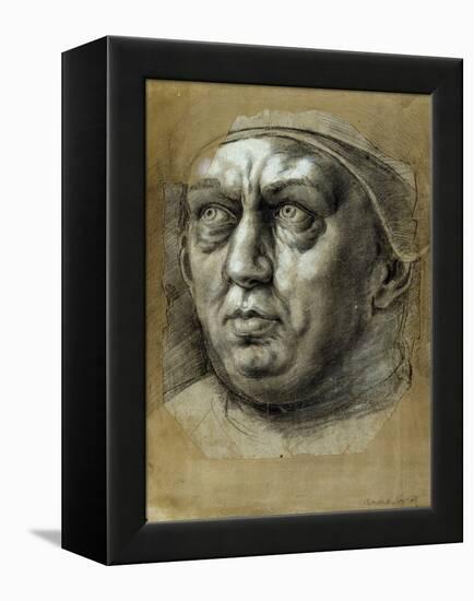 Head of Pope Leo X-Giulio Romano-Framed Premier Image Canvas
