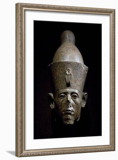 Head of Sesostris III, Red Granite Statue, from the Temple of Amun at Karnak-null-Framed Giclee Print