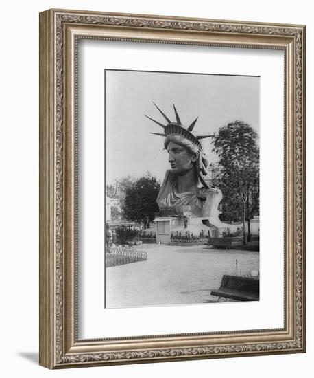 Head of Statue of Liberty in Paris Park Photograph - Paris, France-Lantern Press-Framed Art Print