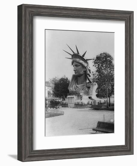 Head of Statue of Liberty in Paris Park Photograph - Paris, France-Lantern Press-Framed Art Print